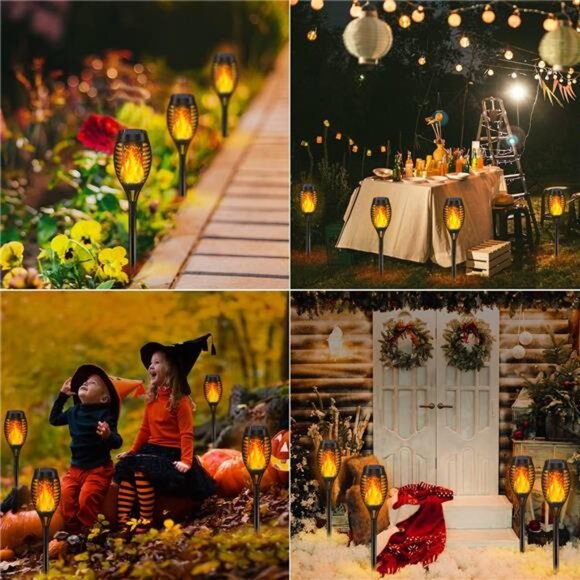 10Pack Solar Lights Outdoor, Solar Torch Lights Outdoor Flickering Flame - Picture 2 of 7